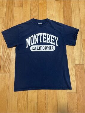 MV Sport Navy Tee with White "Monterey California" Graphic